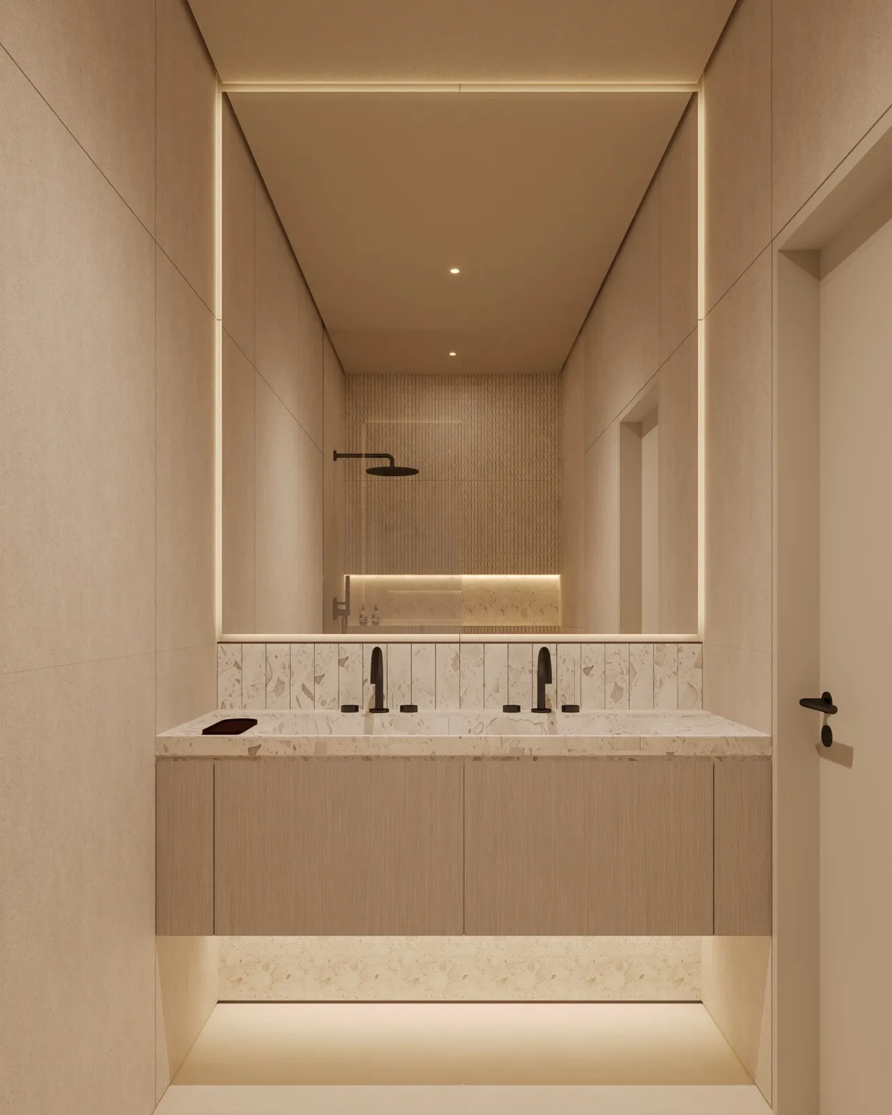 Baño con iluminación cálida — BLUR